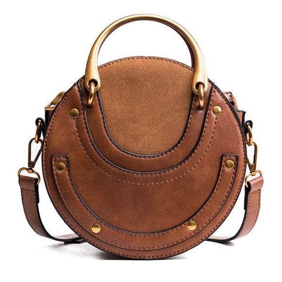 CrossBody Round Bag - Small Leather Handbag - Brown Round Bag - Picture 9 of 9